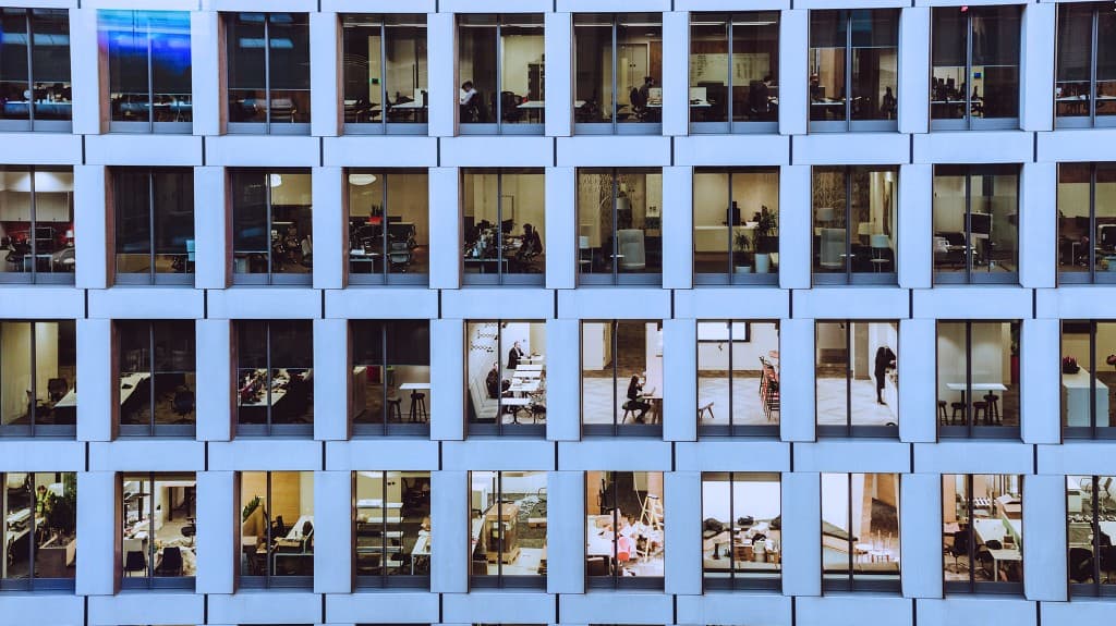 people working in public sector office building