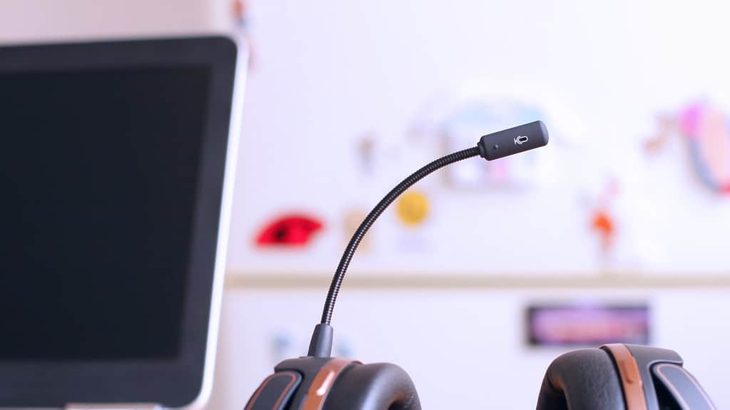 remote work headset and computer equipment